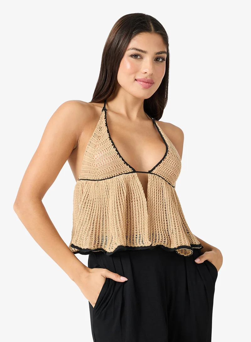 Ginger Halter Neck Crochet Beach Top